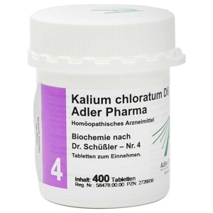 Kalium chloratum D6 Adler Pharma Biochemie nach Dr. Schüßler Nr.4, Tablette 400 St Tabletten Produktbild