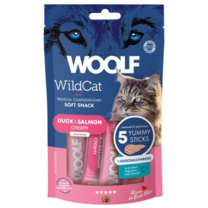 Kattgodis Woolf Wildcat Cream Duck & Salmon 5x14 g produkt bild