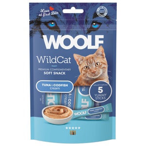 Kattgodis Woolf Wildcat Cream Tuna & Codfish 5x14 g produkt bild