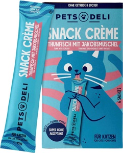 Katzenleckerli Cremesnack mit Thunfisch & Jakobsmuschel (6x15 g), 90 g Produktbild