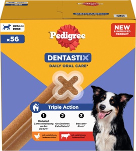 Kausnack Hund Zahnpflege DentaStix für mittelgroße Hunde, Multipack (8x7 Stück), 1,44 kg Produktbild