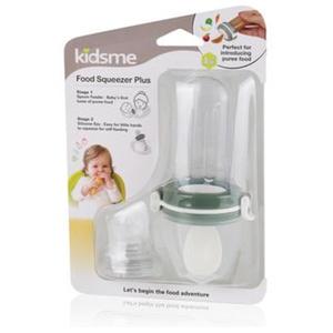 Kidsme Food Squeezer + Spoon Grey Food Feeder med sked 1 st produkt bild