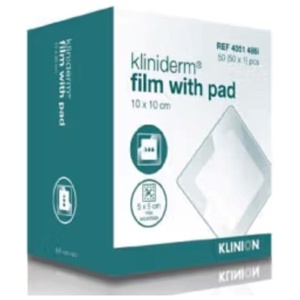 Kliniderm Film med sårpude 10x10 cm - 50 stk. produktbillede