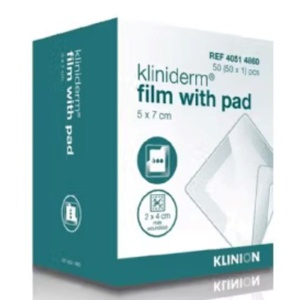 Kliniderm Film med sårpude 5x7,2 cm - 50 stk. produktbillede