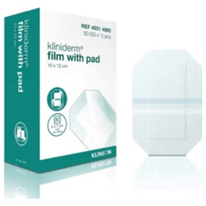 Kliniderm Film Steril med sårpude og vindue 10x12cm - 50 stk produktbillede