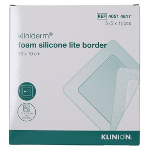 Kliniderm Foam Silikone Lite Border 10x10 cm - 5 stk. produktbillede