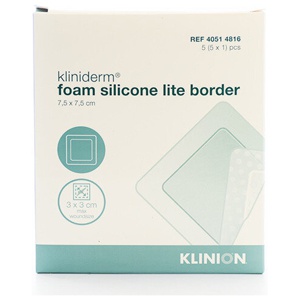 Kliniderm Foam Silikone Lite Border 7,5x7,5 cm - 5 stk. produktbillede