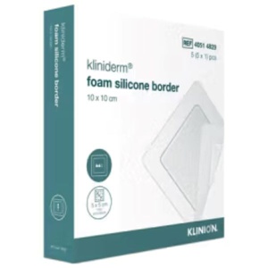 Kliniderm Foam Silikone Border 10x10 cm - 5 stk. produktbillede