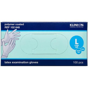Klinion Protection Latexhandske Pudderfri Large 100 stk. produktbillede
