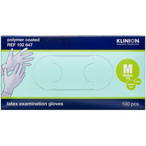 Klinion Protection latexhandske pudderfri M 100 stk. produktbillede