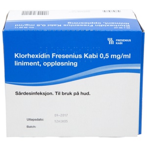 Klorhexidin 0,5 mg/ml liniment ampuller 20x30 ml produktbilde