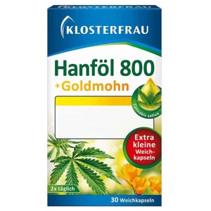 Klosterfrau Hanföl 800 mg + Goldmohn Weichkapseln, 30 St Weichkapseln Produktbild