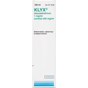Klyx Rektalvæske 1 + 250 mg/ml 240 ml produktbillede