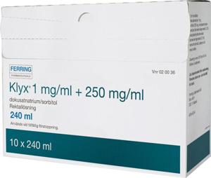 Klyx, rektallösning 1mg/ml+250mg/ml 10 x 240 ml produkt bild