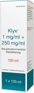 Klyx, rektallösning 1 mg/ml+250 mg/ml, 120 ml produkt bild
