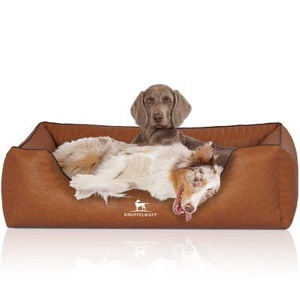 Knuffelwuff Orthopädisches Hundebett Chesapeake aus Laser gestepptem marmoriertem Kunstleder braun M-L Produktbild