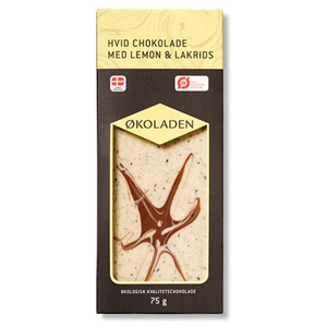 Økoladen Chokolade hvid lemon/lakrids Ø - 75 g. produktbillede