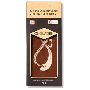 Økoladen Chokolade Mælk Orange/knas Økologisk 40%   75 g produktbillede