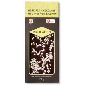 Økoladen Chokolade Mørk Ingefær/lemon Økologisk 72%   75 g produktbillede