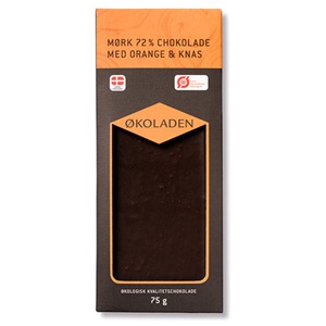 Økoladen Chokolade mørk orange/knas Ø - 75. produktbillede