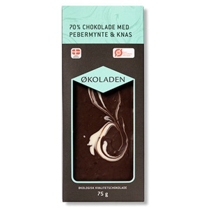 Økoladen Chokolade Pebermynte/knas Økologisk 70%   75 g produktbillede