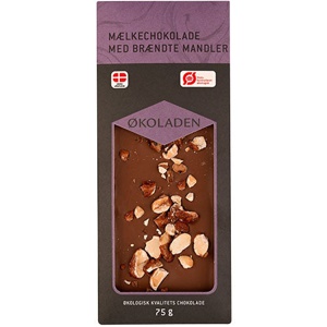 Økoladen Mælkechokolade M. Brændte Mandler Økologisk   75 g produktbillede