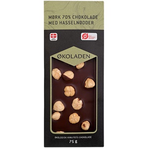 Økoladen Mørk 70 % Chokolade M. Hasselnødder Økologisk   75 g produktbillede