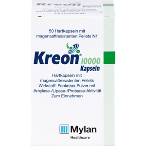 Kreon 10000 50 St Hartkapseln mit magensaftresistent überzogenen Pellets Produktbild