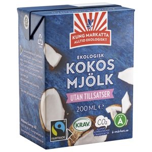 Kung Markatta Kokosmjölk 200 ml KRAV Fairtrade produkt bild