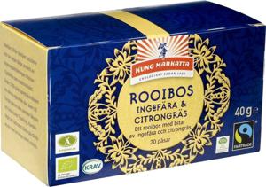 Kung Markatta Te Rooibos Ingefära Citrongräs 20 tepåsar produkt bild