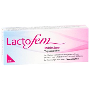 Lactofem Milchsäure Vaginalzäpfchen 7 St Suppositorien Produktbild