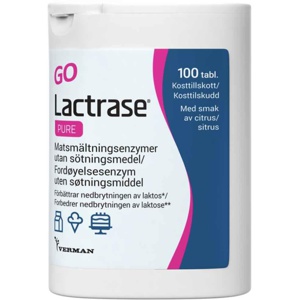 Lactrase Go Pure tyggetabletter 100 stk produktbilde