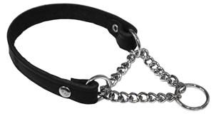 Läderhalsband Halvstryp Svart 18x60cm produkt bild