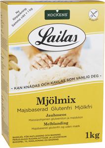 Lailas Mjölmix mjölmix majsbaserad, glutenfri, mjölkfri, förpackning gul, 1 kilogram produkt bild