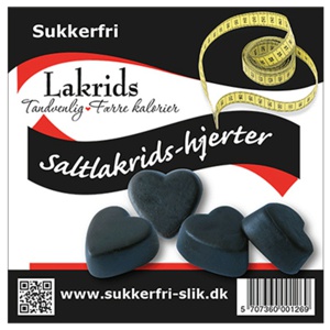 Lakridshjerter Salt Sukkerfri   90 g produktbillede
