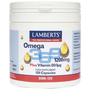 Lamberts Omega 3, 6 & 9 1200mg with Vitamin D3 Capsules Pack of 120 product image