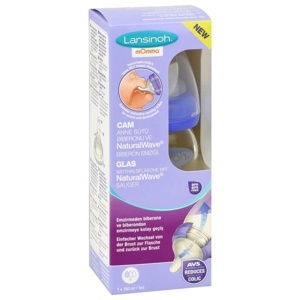 LANSINOH Weithalsflasche Glas 160 ml mit Sauger S Produktbild