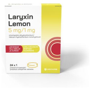 Laryxin lemon loseng 5mg/1mg n24 toote pilt