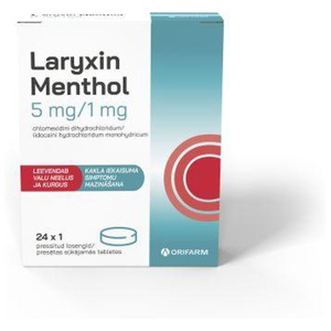 Laryxin menthol loseng 5mg/1mg n24 toote pilt