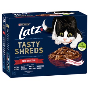 Latz Cat Tasy Shreds Farm Selections (12 x 80 g) produkt bild