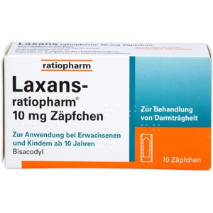 LAXANS-ratiopharm 10 mg Zäpfchen Produktbild