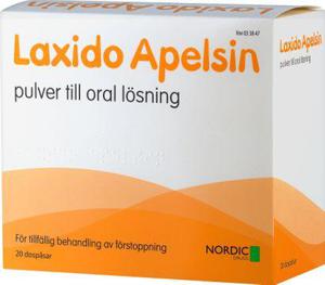 Laxido Apelsin Makrogol, kombinationer, Pulver till oral lösning, 20 dospåsar produkt bild