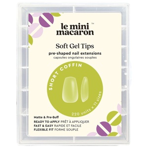 Le Mini Macaron Soft Gel Tips Short Coffin Matte 220 st produkt bild