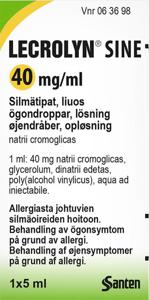 Lecrolyn sine ögondroppar 40 mg/ml 5 ml produkt bild