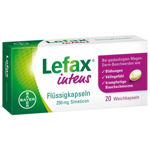 LEFAX intens Flüssigkapseln 250 mg Simeticon Produktbild