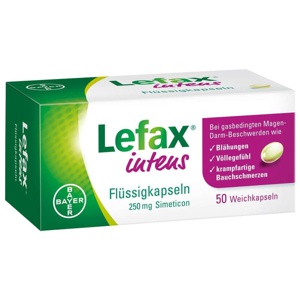 LEFAX intens Flüssigkapseln 250 mg Simeticon Produktbild