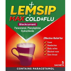 Lemsip Max Cold & Flu Sachets Blackcurrant Pack of 5 product image