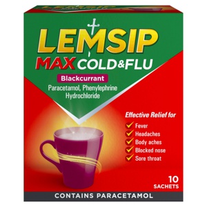 Lemsip Max Cold And Flu Blackcurrant Sachets product image