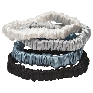 Lenoites Mulberry Silk Skinny Scrunchies White Light Grey Blue produkt bild