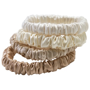Lenoites Mulberry Silk Skinny Scrunchies White Cream White Bei produkt bild